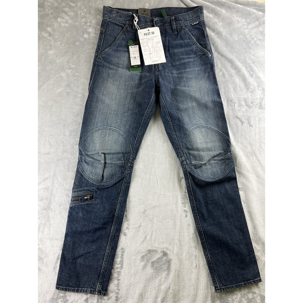 NEW G-Star RAW MEN Worn In Hale Navy Pilot 3D Slim Kir Stretch Denim Jeans 27x30